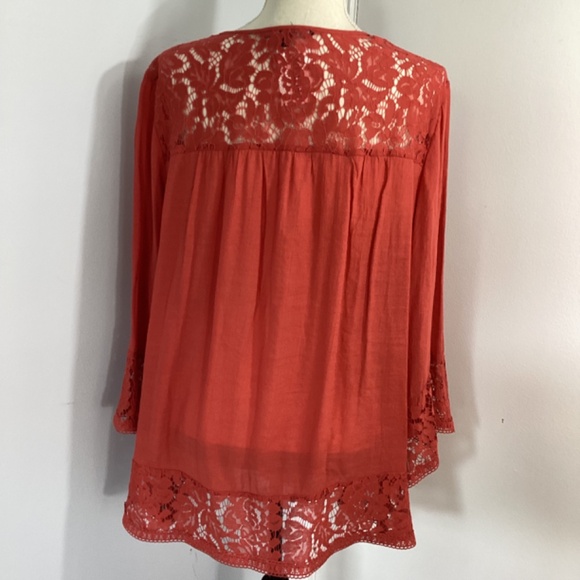 NWT ZAC & RACHEL  PLUS 2X BOHO TRAPEZE SWING TERRACOTTA BLOUSE TUNIC LACE… - Picture 4 of 14